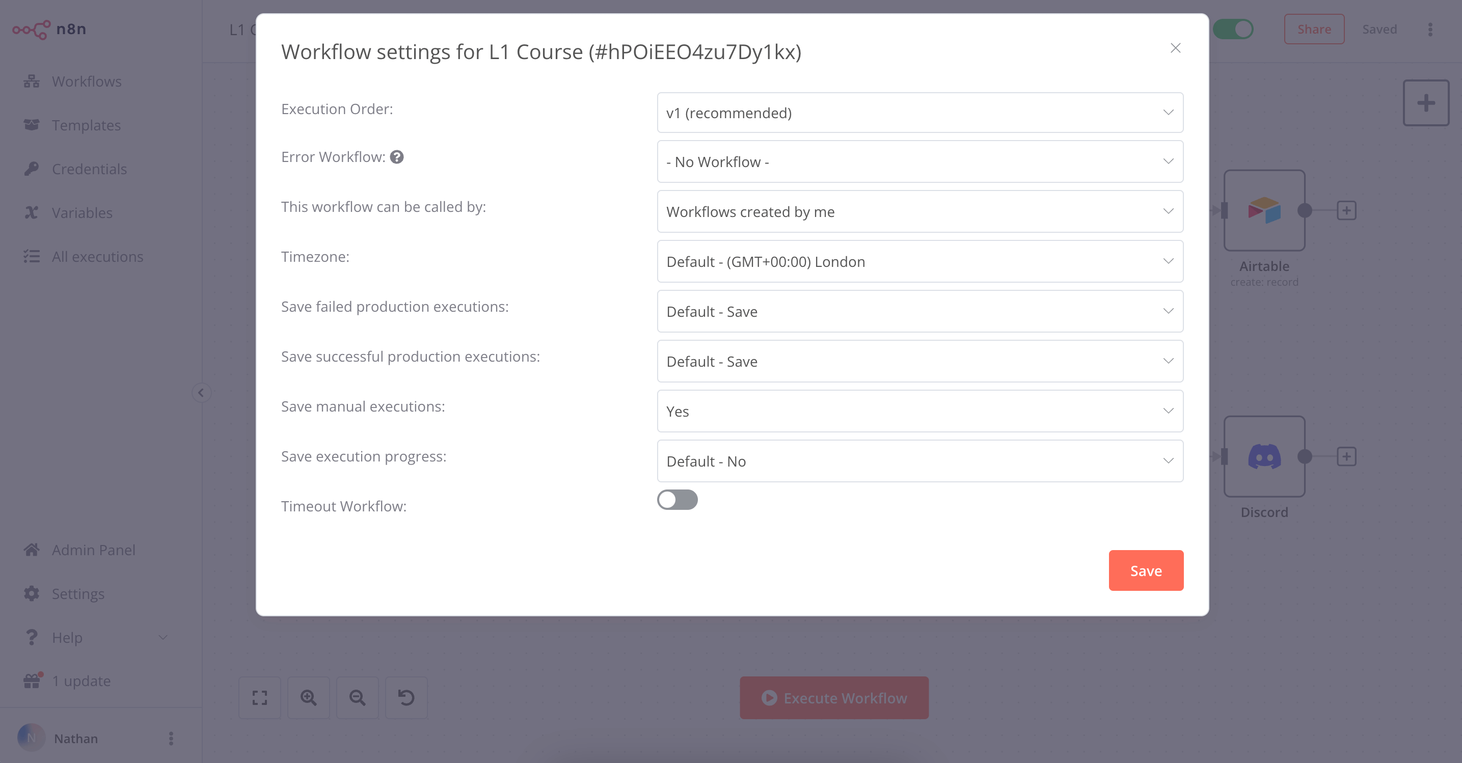 Workflow Settings